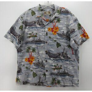 VINTAGE Kalaheo Shirt Large Hawaiian Battleship Military Aloha USA *